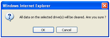 Warning! All data on the selected drives will be cleared