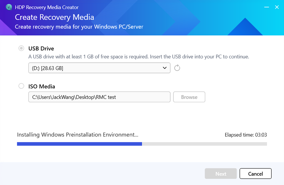 HDP Recovery Media Creator — Create Windows® PC/Server Recovery
