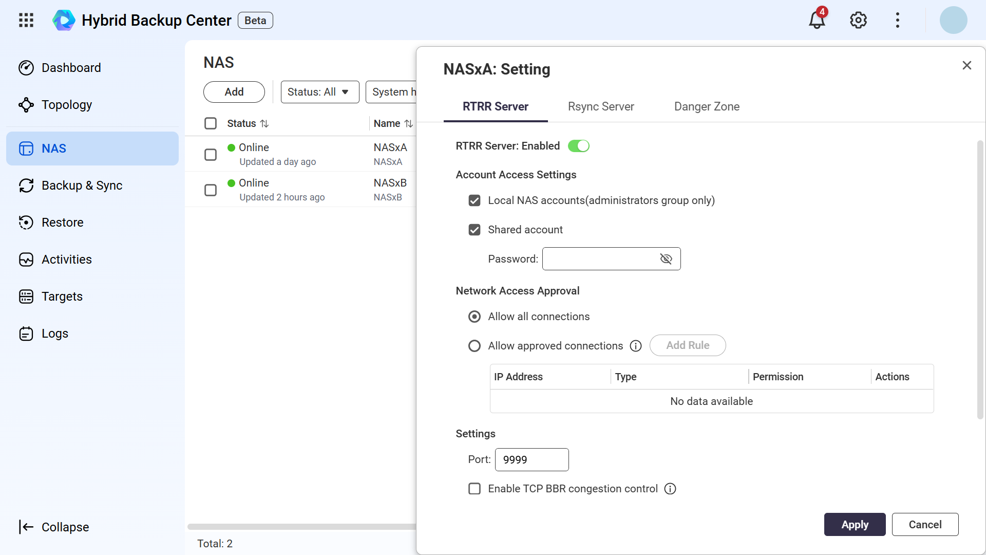 Bitkup Interface Hybrid Backup Center | Cloud platform for cross-site NAS backup/restore ...
