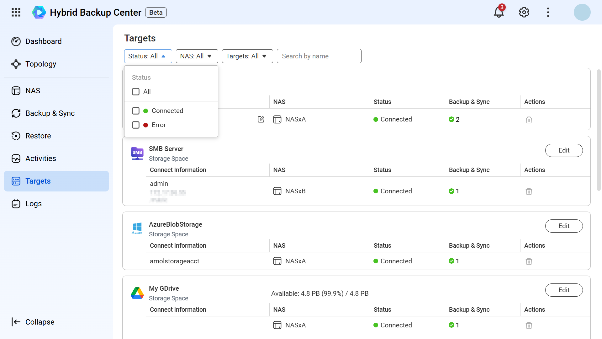 Backup Position Hybrid Backup Center | Cloud platform for cross-site NAS backup/restore ...