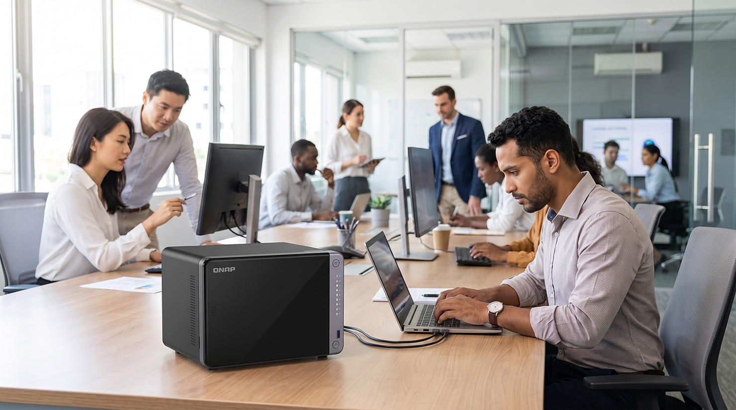 QNAP NAS deployed in an office for NAS backup