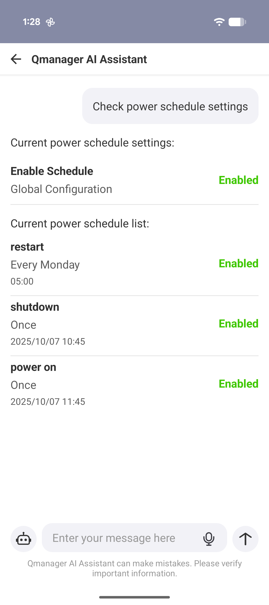 Query Power Schedules at a Glance
