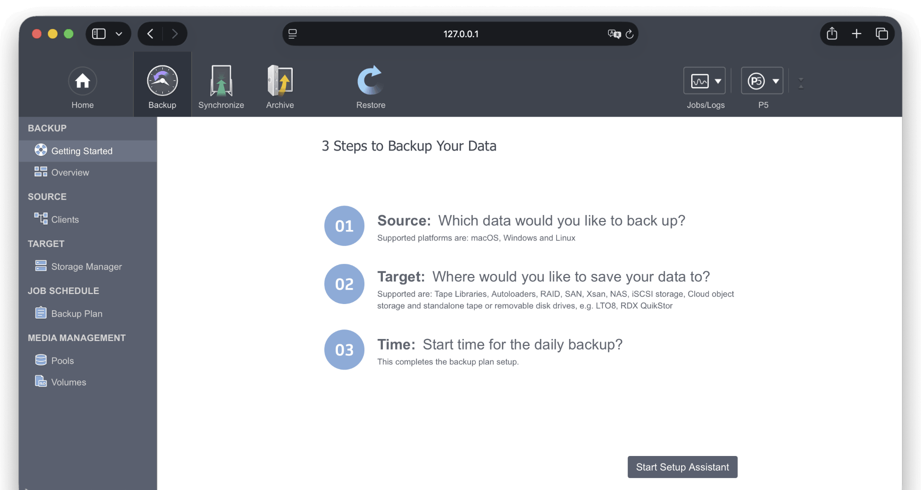 P5 Backup: NAS backup to disk, tape and the cloud