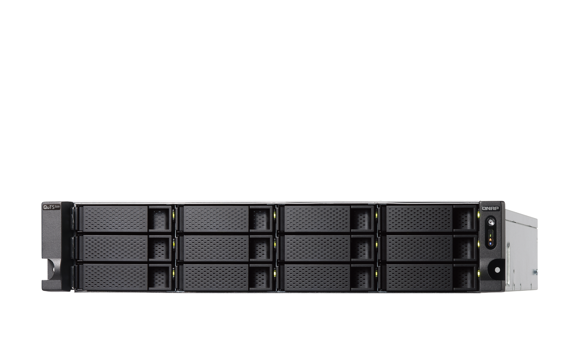 Qnap ts-h1886xu-rp r2 rack nas strežnik pogled od spredaj pod kotom
