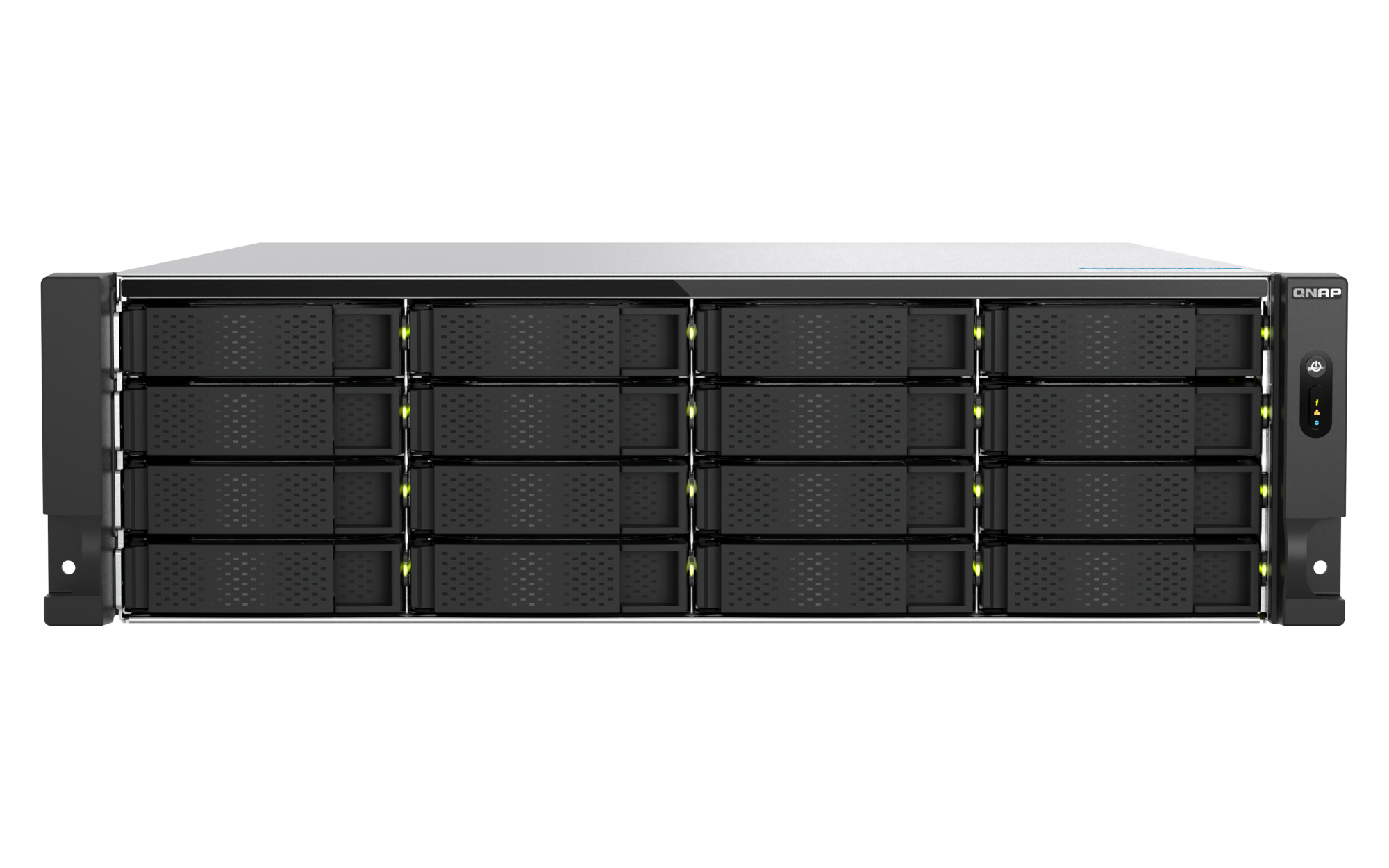Qnap ts-h1677axu-rp-r7-32g | 16 ležišč | 3u rack | amd ryzen 7 | 32gb ddr5 | 2x 10gbe | nas strežnik 1 Qnap ts-h1677axu-rp-r7-32g 16-bay 3u rack nas sprednja stran