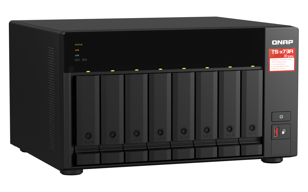 Servidor NAS QNAP 8 Bahías, AMD Ryzen V1500B, 2.5GbE 12 522 1626664404 TS 873A left20top