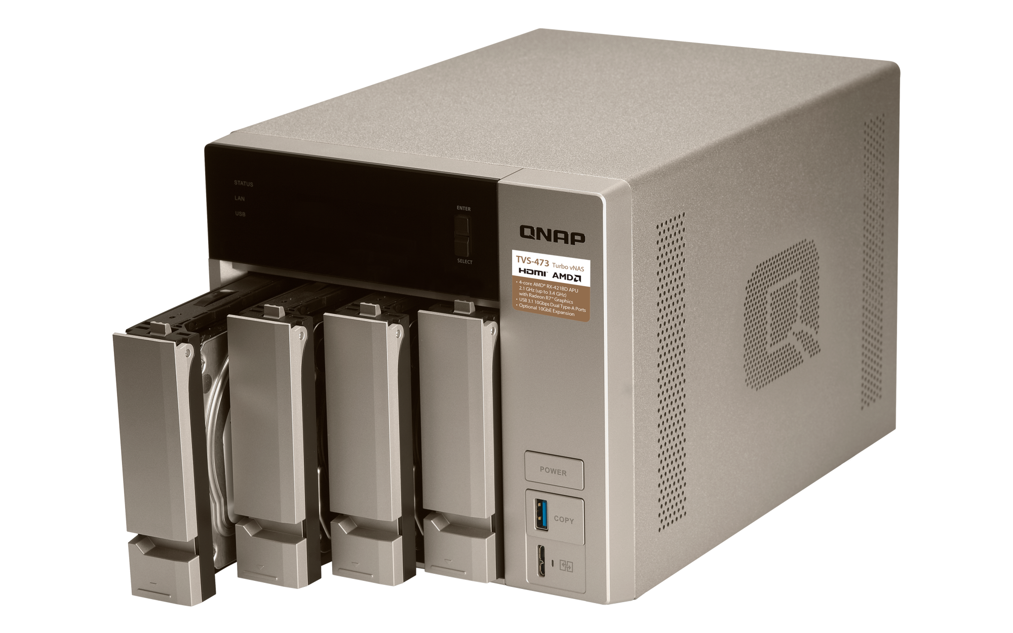 外付けハードディスク・ドライブ QNRP Network Attached Storage TVS-473e TVS-473e | A powerful business NAS with an AMD RX-421BD quad-core