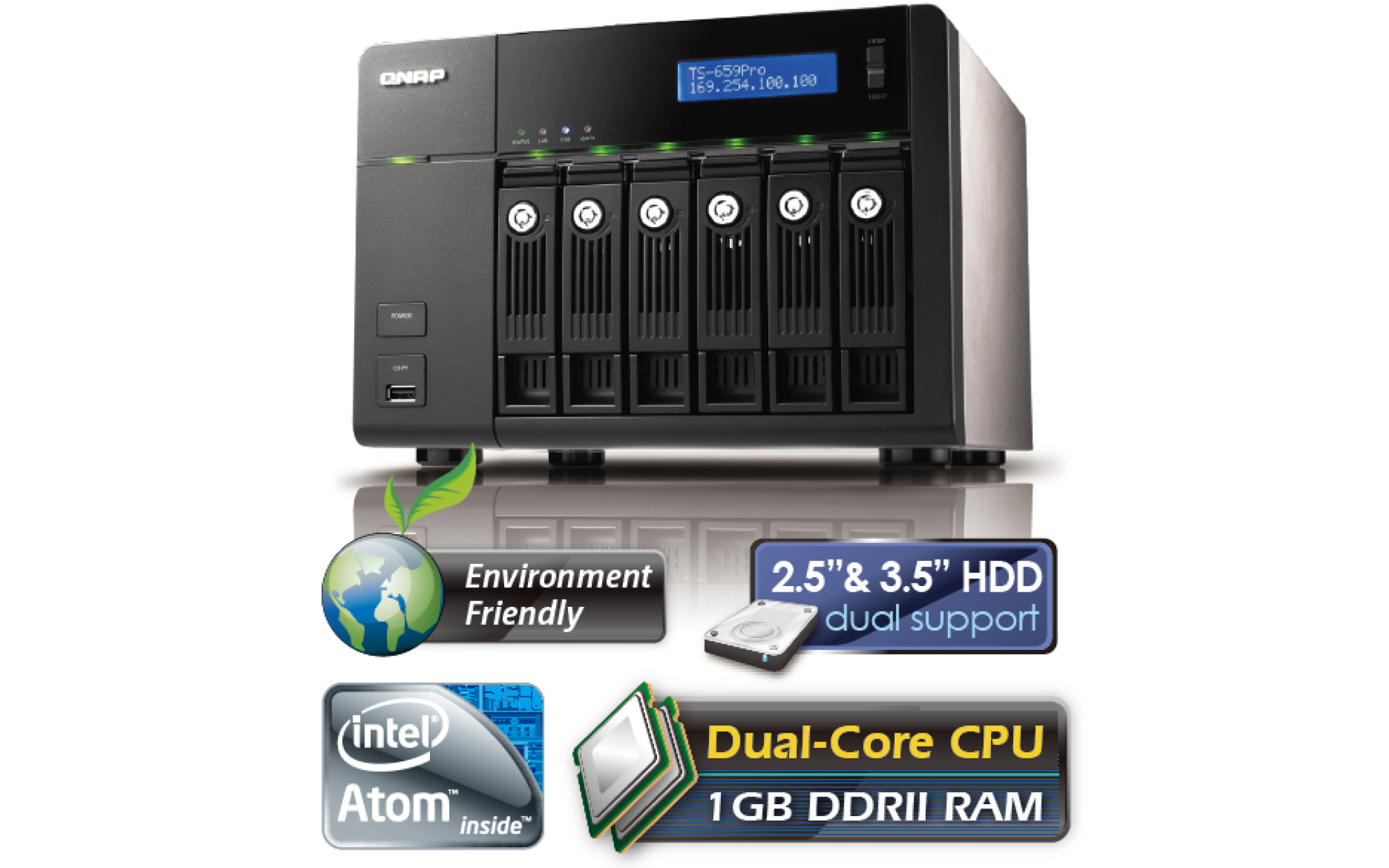 QNAP TS-659 Pro + NAS用HDD8TB*6本セット TS-659 Pro | Especificações de hardware | QNAP