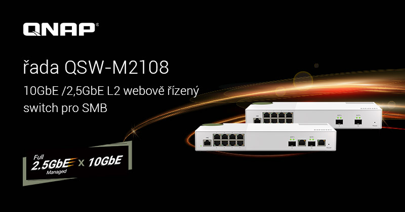 Společnost QNAP představuje řadu L2 webově řízených 2,5GbE a 10GbE switchů QSW-M2108, které nabízejí nákladově efektivní, vysoce výkonnou správu sítě pro malé a střední podniky
