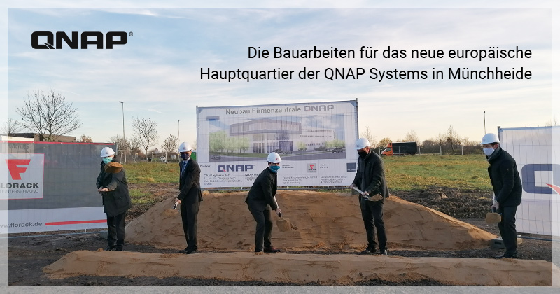 Die Bauarbeiten für das neue europäische Hauptquartier der QNAP Systems (IEI Gruppe aus Taiwan) in Münchheide haben begonnen