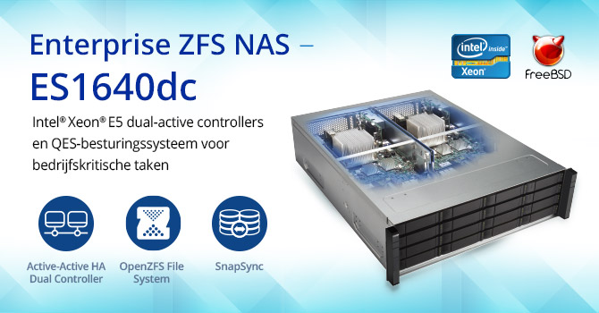 QNAP lanceert Enterprise ZFS NAS ES1640dc, voorzien van Intel Xeon E5 en dual active controllers voor betrouwbare services vrijwel zonder downtime