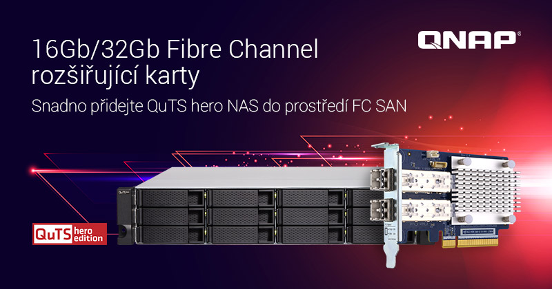16Gb/32Gb rozšiřující karty QNAP Fibre Channel se dvěma porty podporují QuTS hero NAS pro řešení FC SAN