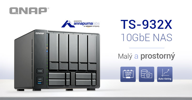 Společnost QNAP představuje TS-932X - dostupný 9-pozicový NAS se dvěma porty 10GbE SFP+ a automatickým stupňováním
