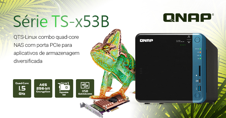 QNAP lança Série TS-x53B Quad-core da NAS com USB-C QuickAccess em um Slot PCIe para expansibilidade de 10GbE, M.2 SSD ou USB 3.1 10Gbps