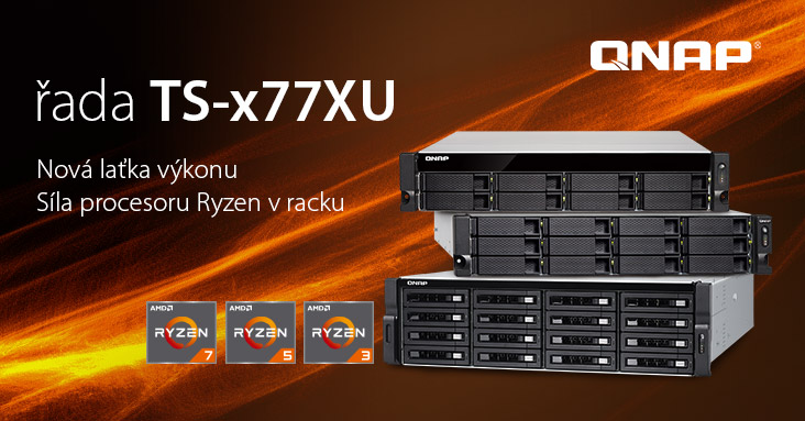 QNAP představuje řadu TS-x77XU - Výkonný procesor Ryzen v modelech NAS montovatelných do racku