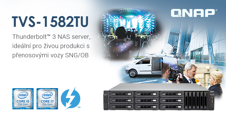 QNAP představuje špičkový Thunderbolt 3 NAS server – TVS-1582TU, ideální pro živou produkci v přenosových vozech SNG/OB