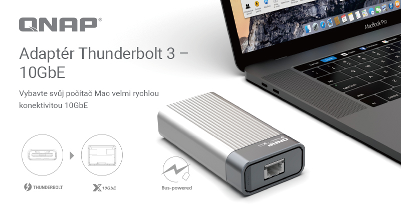 QNAP představuje řadu adaptérů QNA Thunderbolt 3 – 10GbE umožňující připojit počítače Mac® i Windows® k vysokorychlostní síti 10GbE