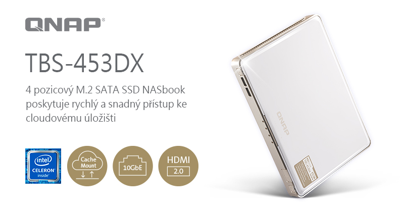 Společnost QNAP uvádí na trh NASbook TBS-453DX se čtyřmi M.2 SATA SSD, 10GbE a připojení ke cloudu pomocí místní cache