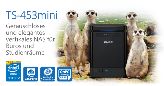 QNAP bringt mit TS-453mini vertikales 4Bay-NAS für enge Arbeitsumgebungen