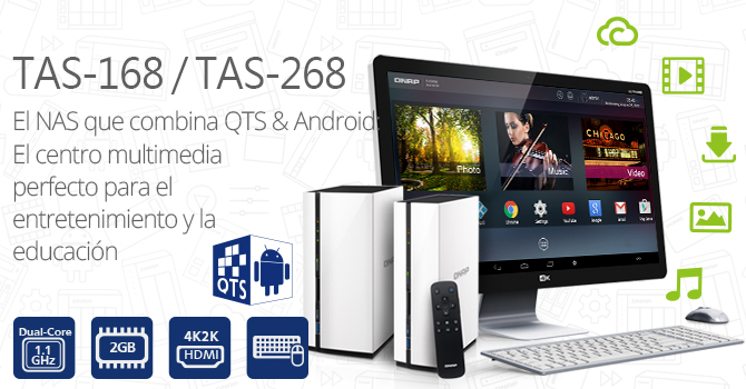 El primero y el único: QNAP lanza el QTS-Android Combo NAS TAS-168/268 con salida HDMI 4K que opera como un centro multimedia perfecto para el ocio y el aprendizaje