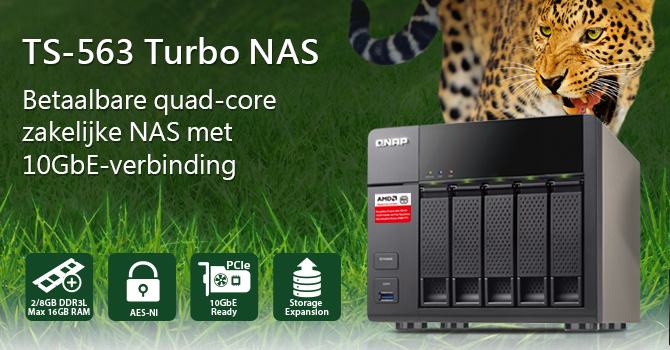 QNAP brengt hoogwaardige zakelijke functies tegen een concurrerende prijs met de 10GbE-ready, AMD-aangedreven, 5-bay, Quad-core TS-563