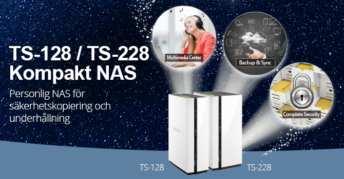 QNAP tillkännager lanseringen av den budgetvänliga TS-128 och TS-228 Compact NAS med dubbla kärnor som är idealiska för hemanvändare som vill skapa sitt eget personliga moln 
