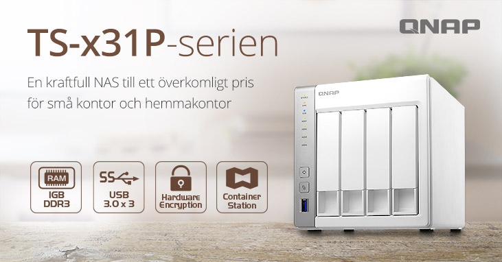 QNAP tillkännager lanseringen av den kostnadseffektiva NAS-serien TS-x31P, som drivs av en dubbelkärnig ARM Cortex-A15-processor och är ett idealiskt val för såväl hemmabruk som små kontor