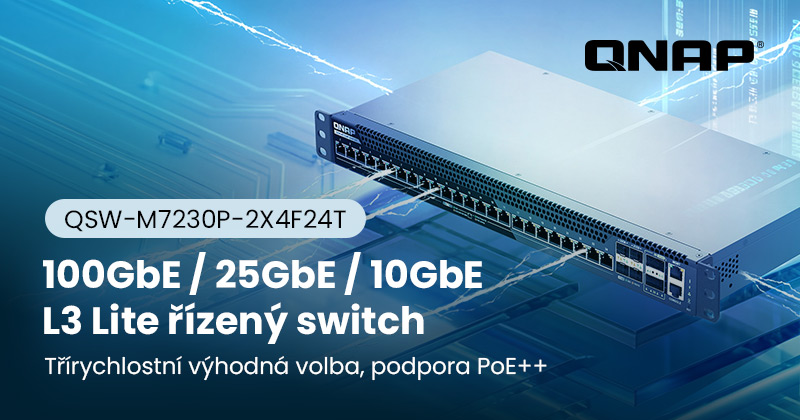 QNAP rozšiřuje svou nabídku 100GbE o L3 Lite řízený PoE++ switch QSW-M7230P-2X4F24T