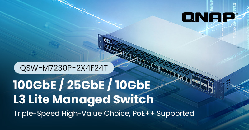 QNAP은 QSW-M7230P-2X4F24T L3 Lite 관리형 PoE++ 스위치로 100GbE 라인업을 확장합니다