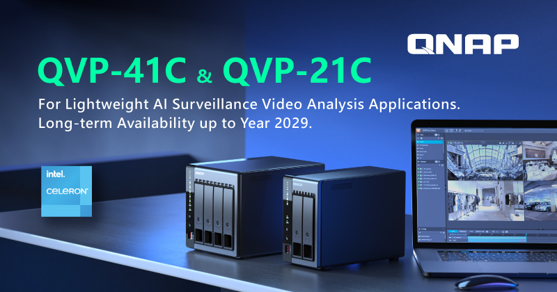 QNAP presenta los nuevos servidores de vigilancia de red NVR QVP-41C y QVP-21C con disponibilidad a largo plazo hasta 2029, que aceleran la implementación de aplicaciones de vigilancia mediante IA ligera