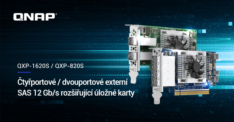 QNAP představuje čtyřportové/dvouportové externí rozšiřující úložné karty SAS 12 Gb/s – přidávající podporu pro úložnou kapacitu až 4,6 PB