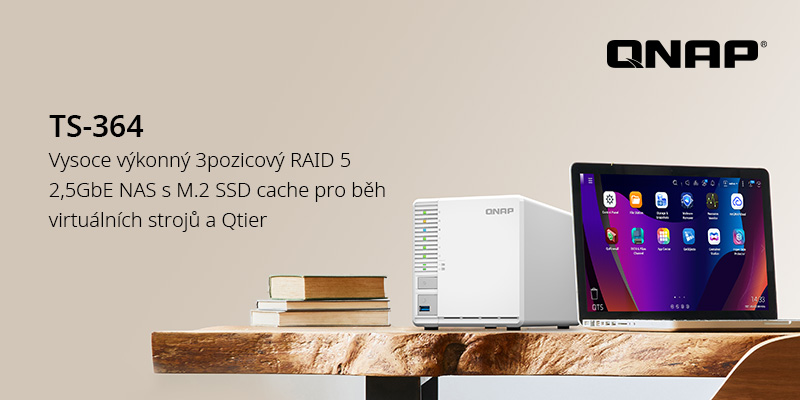 Společnost QNAP představuje vysoce výkonné 3pozicové zařízení RAID 5 2,5GbE NAS s M.2 SSD cache/ Edge TPU pro provoz virtuálních počítačů a Qtier