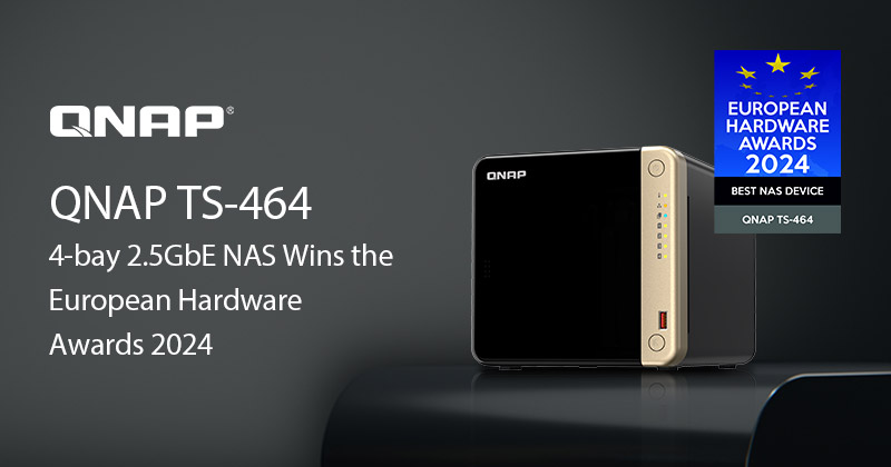 QNAP 4-bay 2.5GbE NAS TS-464 Honored with the European Hardware Awards 2024