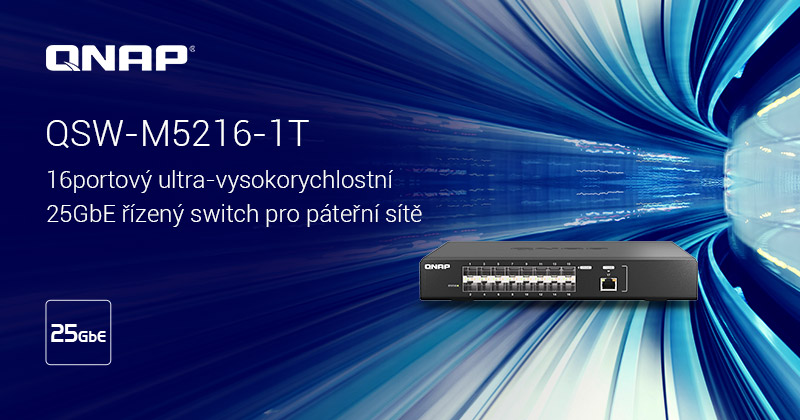 Společnost QNAP představuje QSW-M5216-1T, svůj první 16portový optický 25GbE řízený switch a ideální řešení pro modernizaci páteřní sítě pro malé a střední podniky