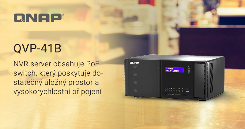 Společnost QNAP představuje síťový dozorovací server NVR QVP-41B, který integruje switch PoE s inteligentní dozorovací infrastrukturou a vysokorychlostním připojením