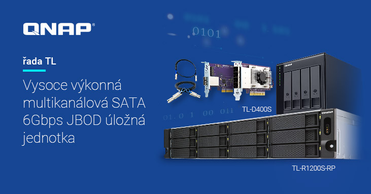 Společnost QNAP představuje úložnou jednotku SATA JBOD – multiplatformové 4/8/16-pozicové desktopové modely TL-D400S, TL-D800S, TL-D1600S a 4/12-pozicové modely TL-R400S a TL-R1200S-RP s montáží do racku