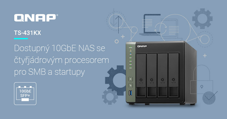 Společnost QNAP představuje cenově dostupné zařízení TS-431KX NAS s čtyřjádrovým procesorem a vysokorychlostním připojením 10GbE SFP+ pro malé a střední podniky a startupy