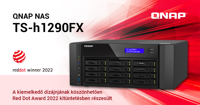 A QNAP TS-h1290FX elnyerte a 2022-es Red Dot terméktervezési díjat