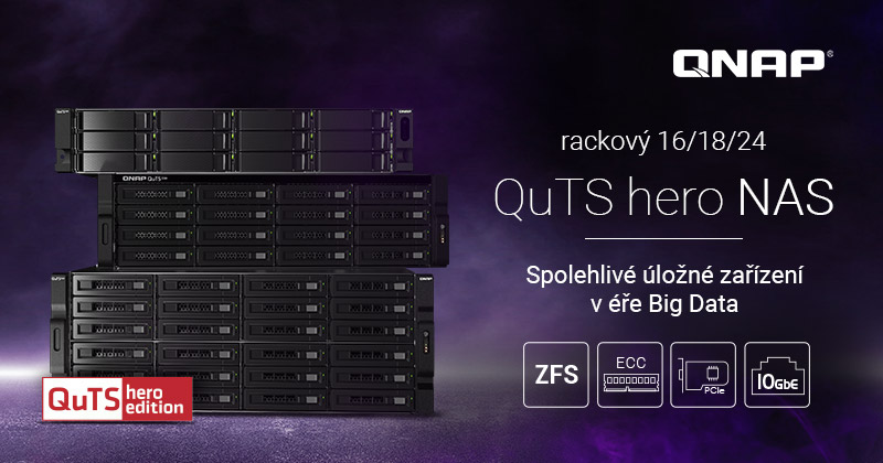 Společnost QNAP představuje zařízení QuTS hero NAS s 16/18/24 pozicemi, montáží do racku, procesory Intel Xeon, konektivitou 10GbE a rozšířením PCIe