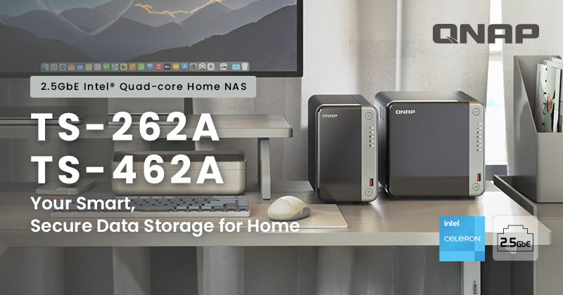 QNAP Launches TS-262A/TS-462A: Powered by Intel® Quad-Core CPU, 2.5GbE, and AI Recognition for the Ultimate Home and Office Storage Experience