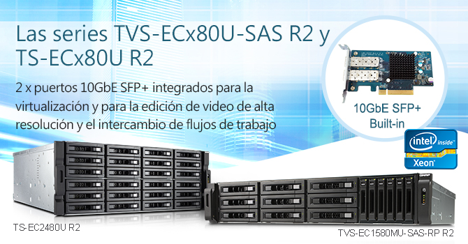 QNAP lanza las potentes series NAS de clase profesional TVS-ECx80U-SAS R2 y TS-ECx80U R2 con puertos 10GbE SFP+ integrados
