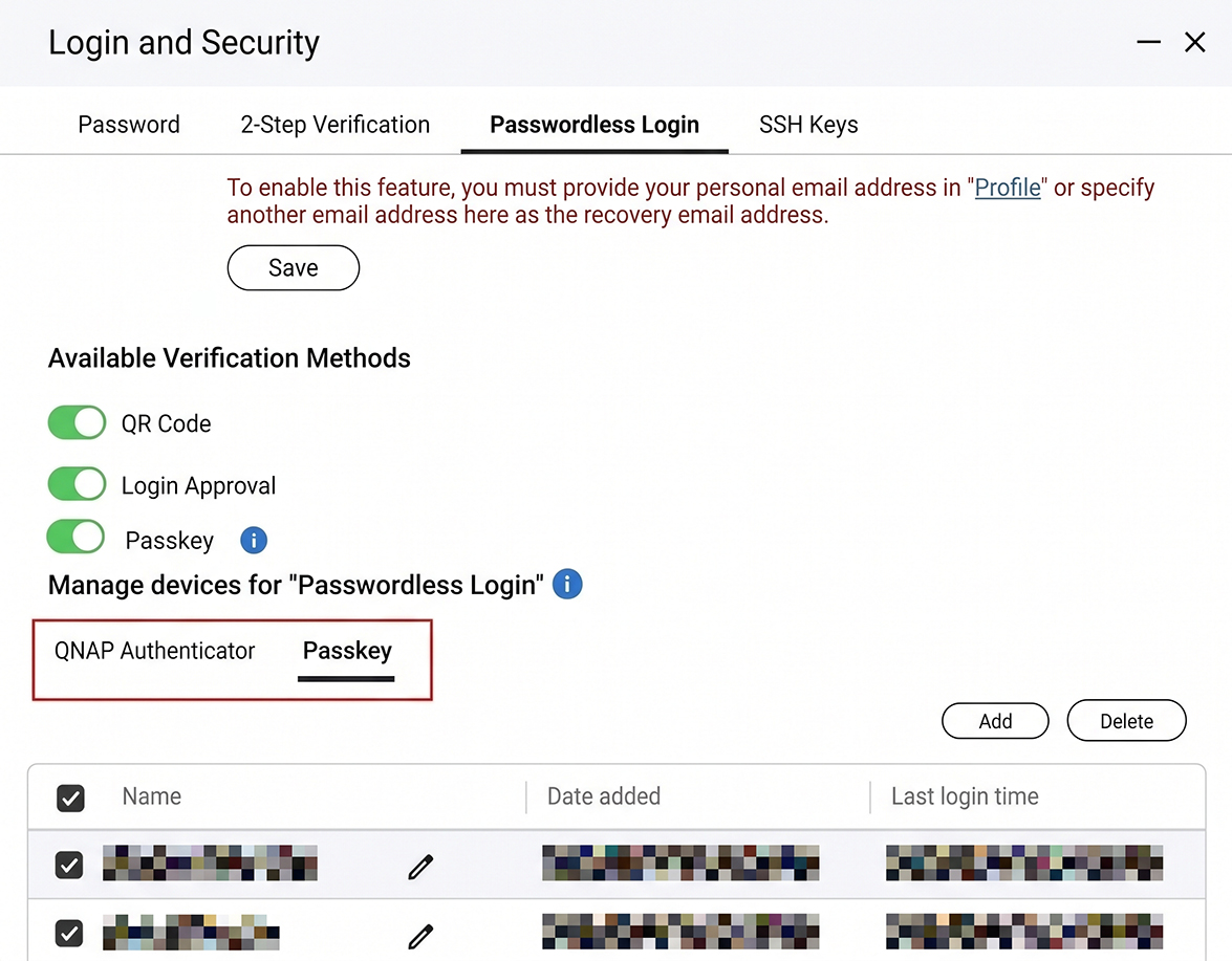 Log in with your fingerprint or a security key