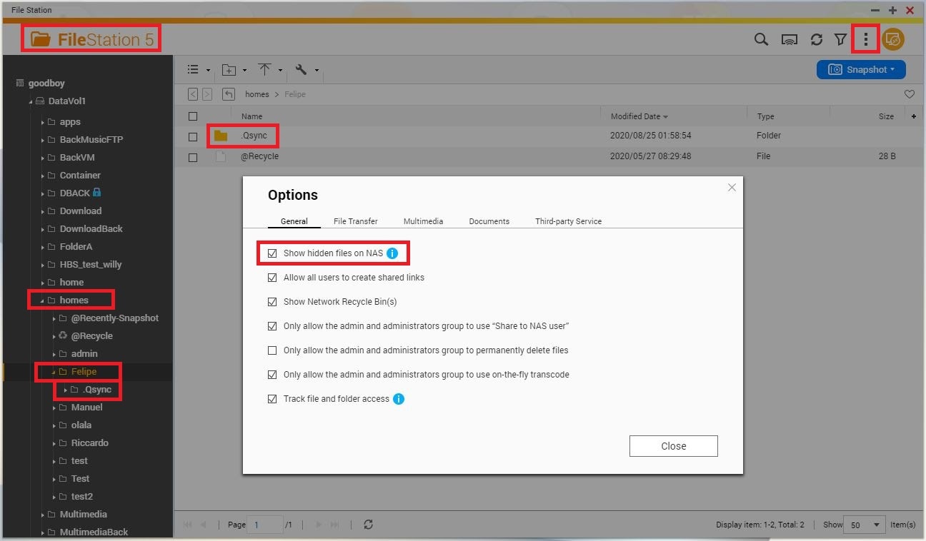 Why is it not possible to see the Homes folders content from other