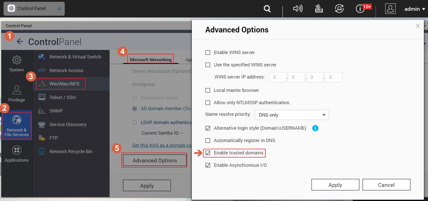 Why can't I see trust domain users/groups? QNAP