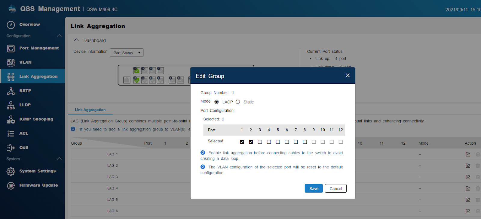 How to set port trunking with managed switch devices? QNAP