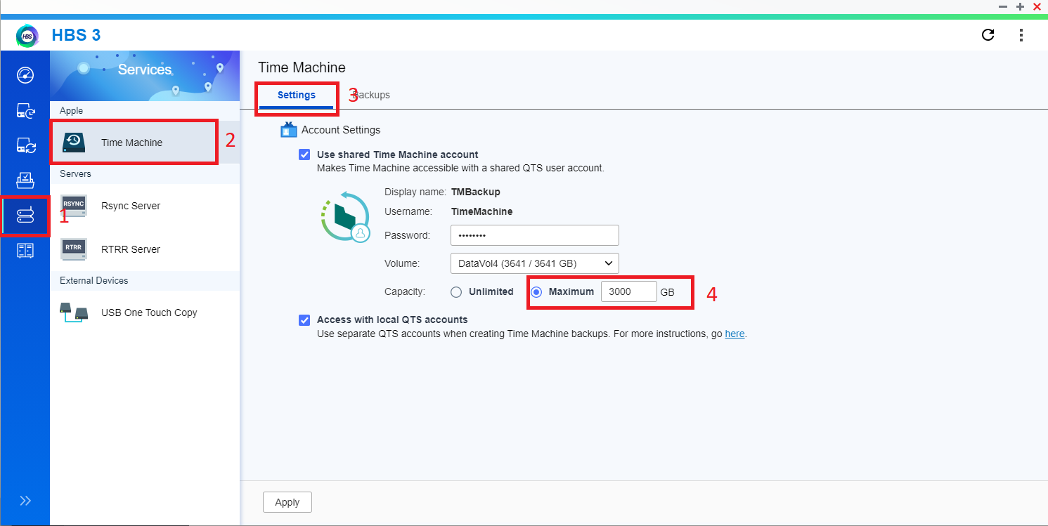 Time Machine Backup with Quota higher than 2TB QNAP