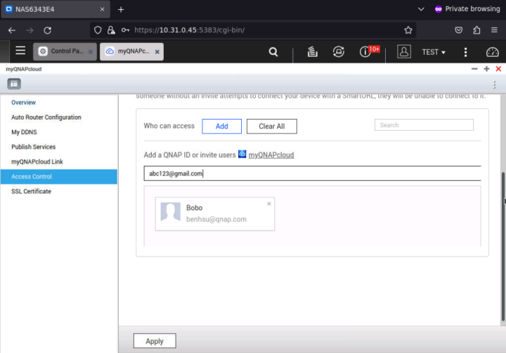 Why cannot I add new QNAP ID in the Access Control list of MyQNAPcloud