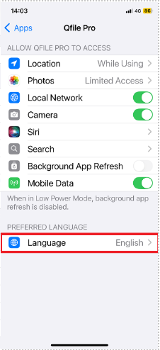 How do I change the language of the QNAP mobile apps in iOS? (iOS18 ...