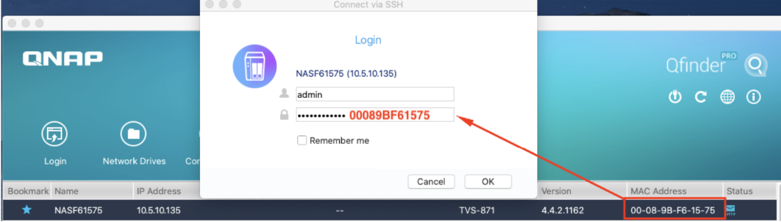 What is the default password for the NAS administrator account 'admin ...