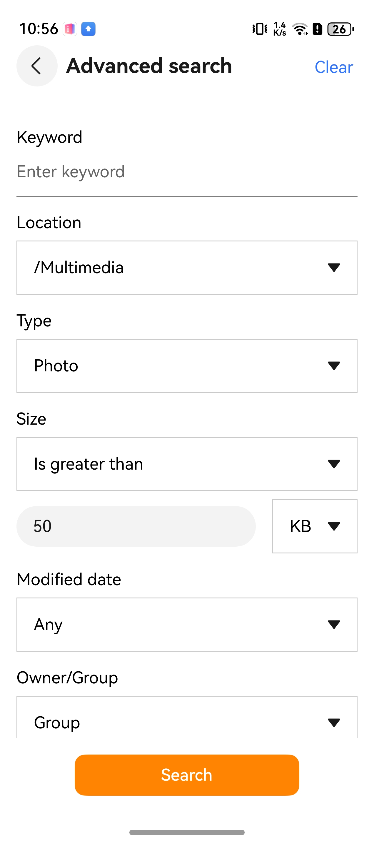 Search your files